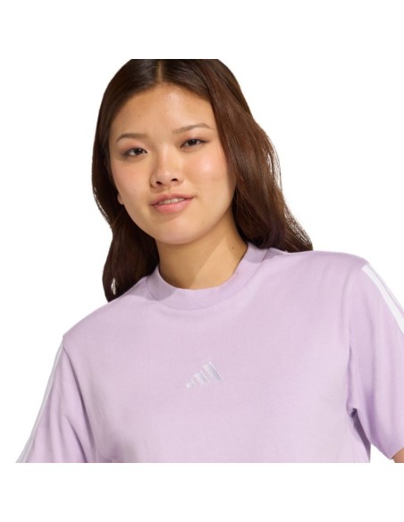 adidas Essentials 3Stripes Cotton Women's TShirt Light Purple JV7362