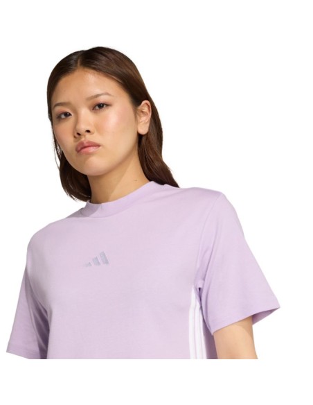 adidas Essentials 3Stripes Cotton Women's TShirt Light Purple JX7619