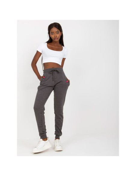 Dark gray melange basic jogger sweatpants B00505