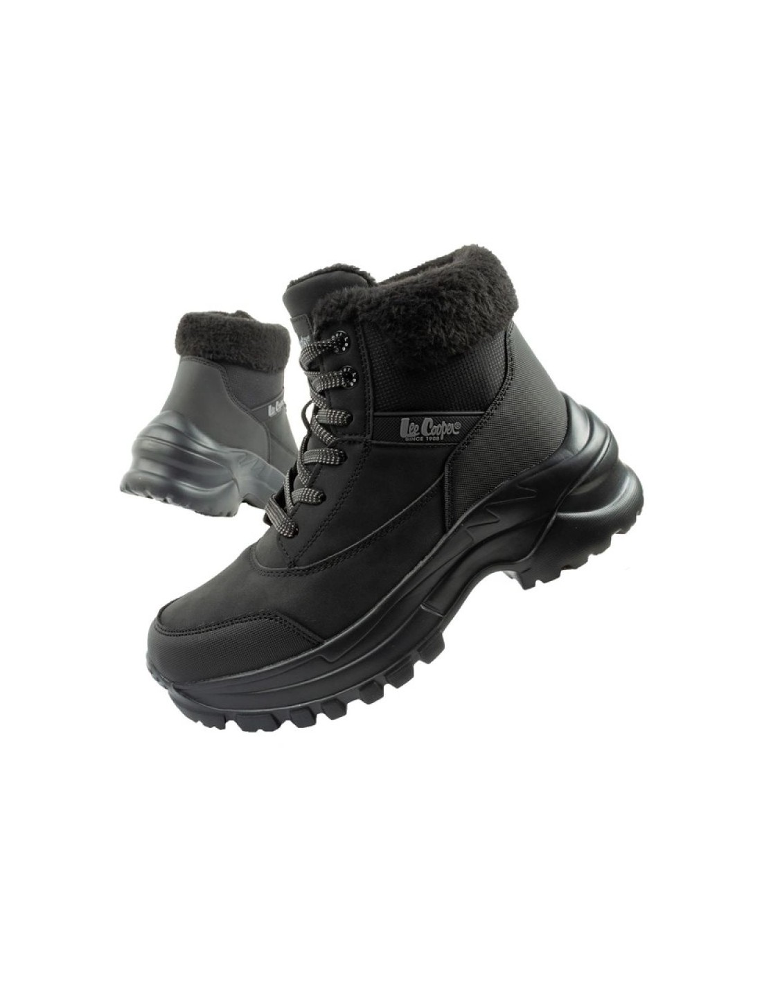 Lee Cooper women's winter hiking sports shoes insulated black laceup