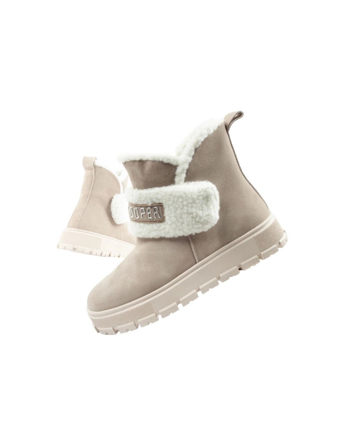 Lee Cooper women's boots winter boots fashionable sheepskin insulated leather beige