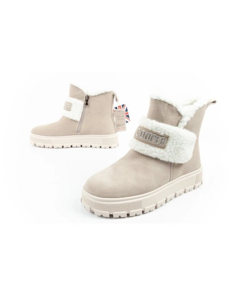 Lee Cooper women's boots winter boots fashionable sheepskin insulated leather beige