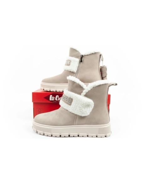 Lee Cooper women's boots winter boots fashionable sheepskin insulated leather beige