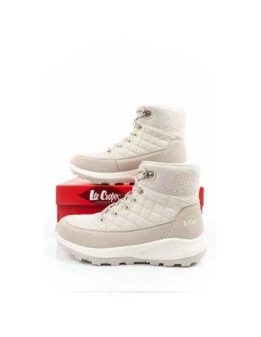 Lee Cooper women's winter hiking sports shoes insulated cream ecoleather