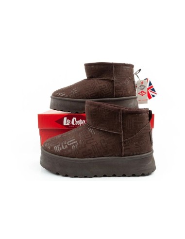 Lee Cooper women's winter snow boots fashionable furlined ankle boots dark brown