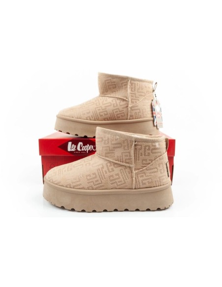 Lee Cooper women's winter snow boots fashionable fur lined ankle boots beige