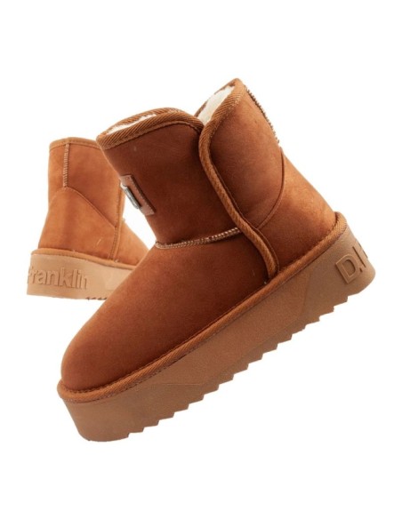 DFranklin women's winter snow boots fashionable fur lined brown ankle boots