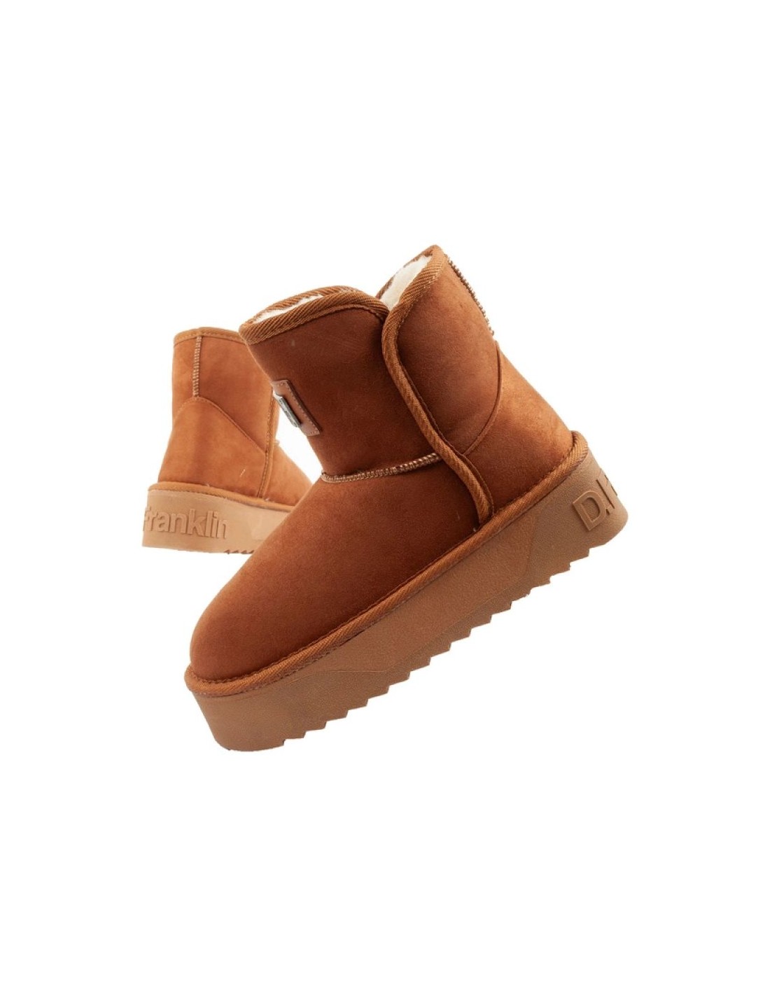 DFranklin women's winter snow boots fashionable fur lined brown ankle boots