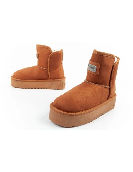 DFranklin women's winter snow boots fashionable fur lined brown ankle boots