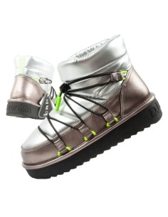 DFranklin women's snow boots winter fashionable insulated ankle boots silver