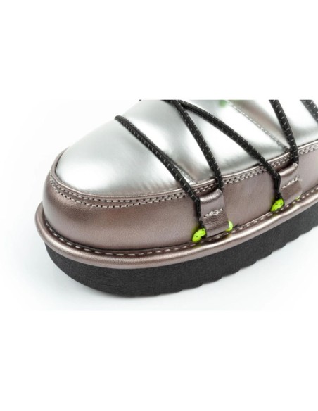 DFranklin women's snow boots winter fashionable insulated ankle boots silver