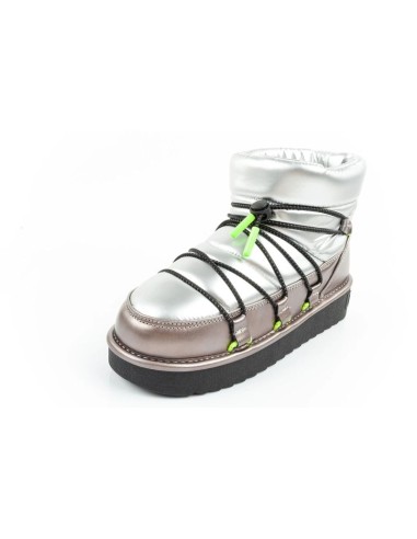 DFranklin women's snow boots winter fashionable insulated ankle boots silver