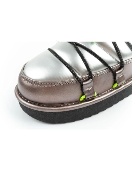 DFranklin women's snow boots winter fashionable insulated ankle boots silver