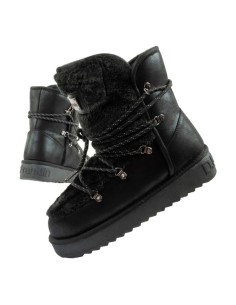 DFranklin women's winter snow boots fashionable fur lining black
