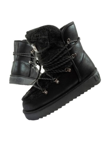 DFranklin women's winter snow boots fashionable fur lining black