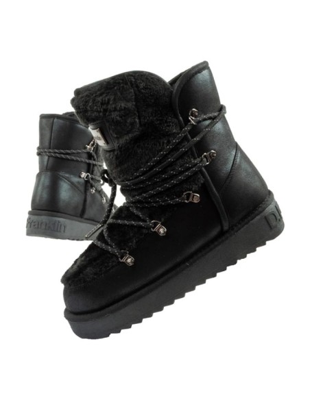 DFranklin women's winter snow boots fashionable fur lining black