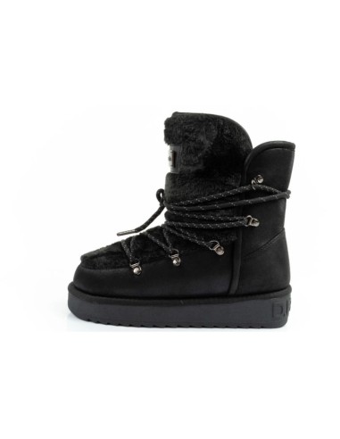 DFranklin women's winter snow boots fashionable fur lining black