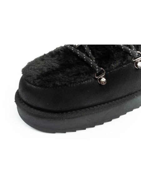 DFranklin women's winter snow boots fashionable fur lining black