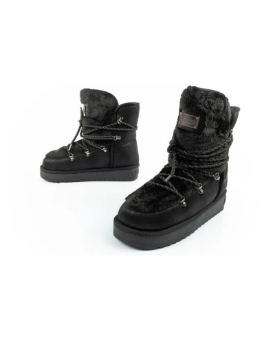 DFranklin women's winter snow boots fashionable fur lining black