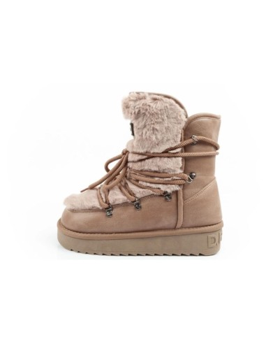 DFranklin women's winter snow boots fashionable fur lining brown high