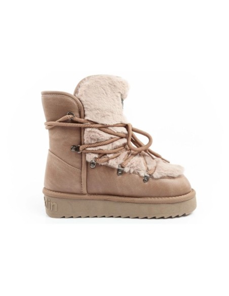 DFranklin women's winter snow boots fashionable fur lining brown high