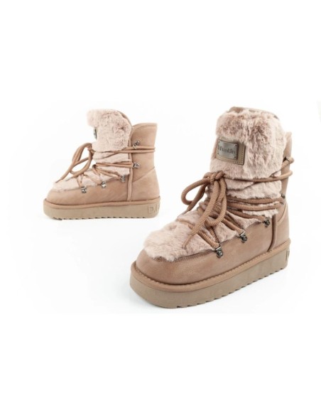 DFranklin women's winter snow boots fashionable fur lining brown high