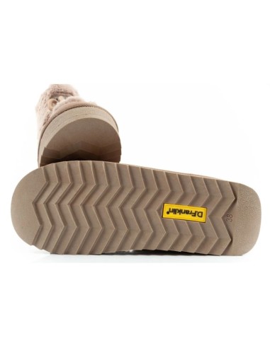 DFranklin women's winter snow boots fashionable fur lining brown high