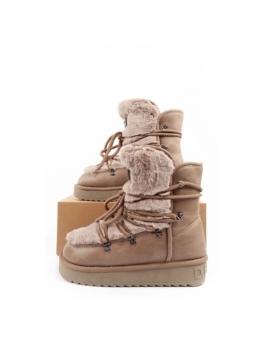 DFranklin women's winter snow boots fashionable fur lining brown high