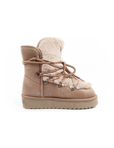 DFranklin women's winter snow boots fashionable fur lining brown high