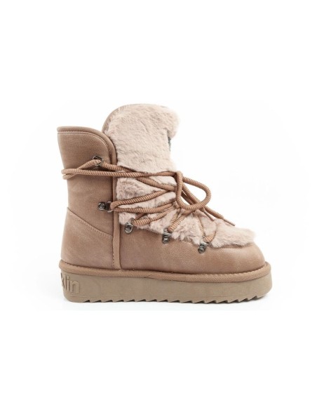 DFranklin women's winter snow boots fashionable fur lining brown high