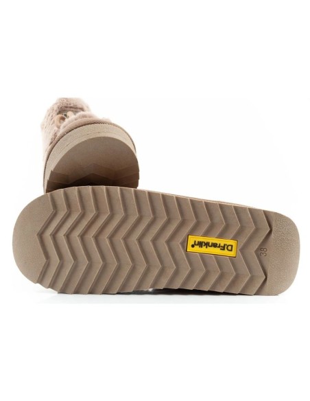 DFranklin women's winter snow boots fashionable fur lining brown high