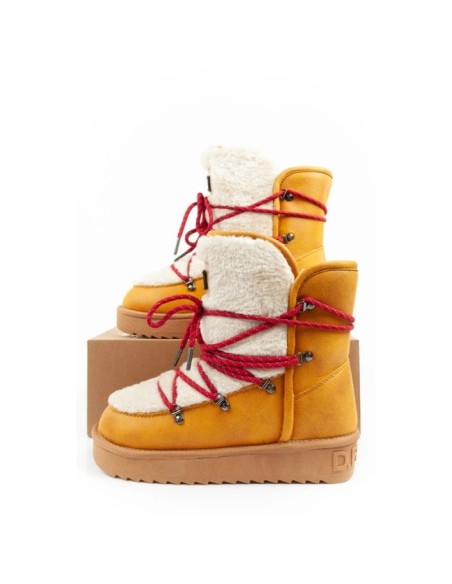 DFranklin women's winter snow boots fashionable fur lining mustard color