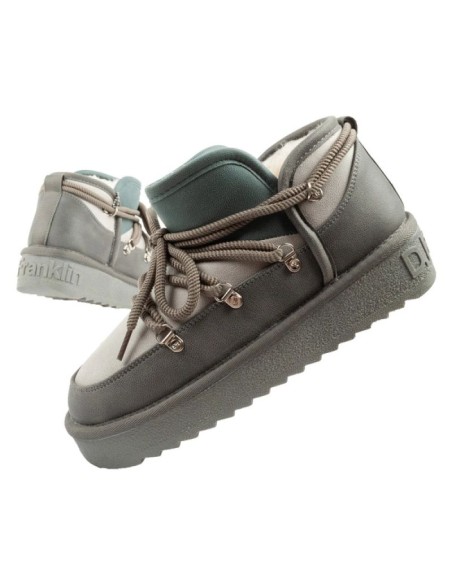 DFranklin women's winter snow boots fashionable insulated ankle boots gray