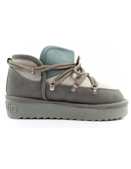 DFranklin women's winter snow boots fashionable insulated ankle boots gray