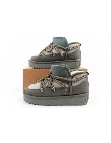 DFranklin women's winter snow boots fashionable insulated ankle boots gray