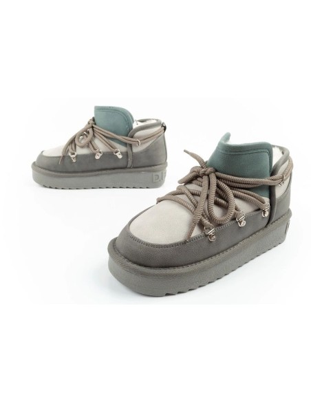 DFranklin women's winter snow boots fashionable insulated ankle boots gray