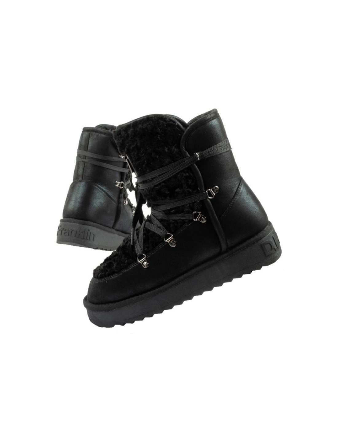 DFranklin women's winter snow boots fashionable fur lining black high