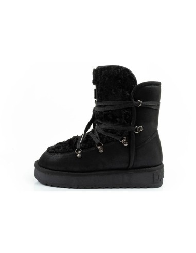 DFranklin women's winter snow boots fashionable fur lining black high