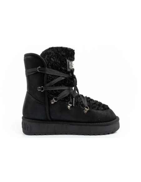 DFranklin women's winter snow boots fashionable fur lining black high