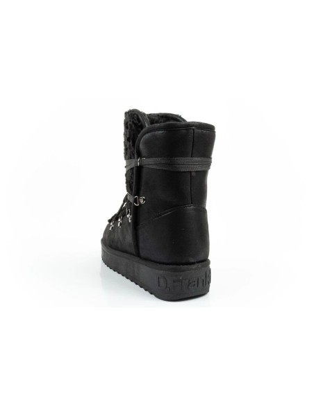 DFranklin women's winter snow boots fashionable fur lining black high