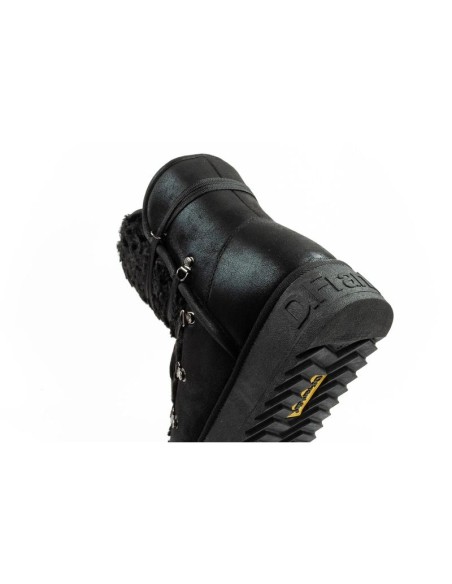 DFranklin women's winter snow boots fashionable fur lining black high