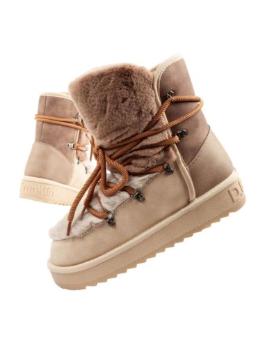 DFranklin women's winter snow boots fashionable fur lining brown beige high