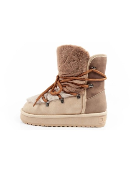 DFranklin women's winter snow boots fashionable fur lining brown beige high