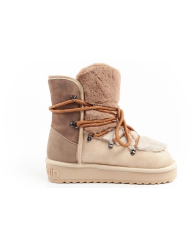 DFranklin women's winter snow boots fashionable fur lining brown beige high