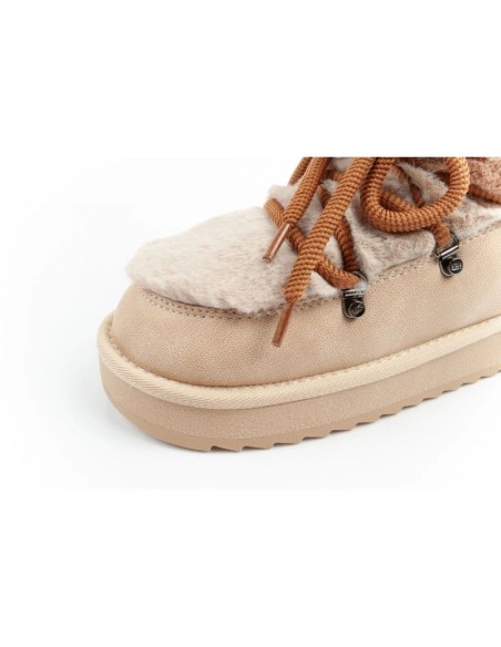 DFranklin women's winter snow boots fashionable fur lining brown beige high