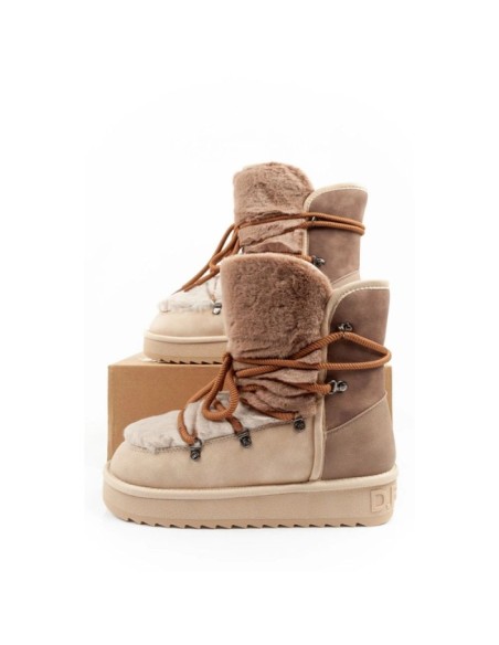 DFranklin women's winter snow boots fashionable fur lining brown beige high