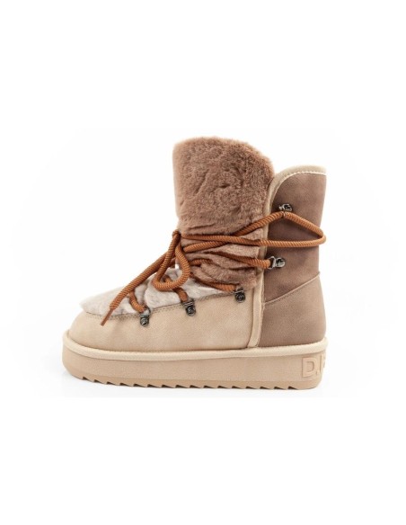 DFranklin women's winter snow boots fashionable fur lining brown beige high