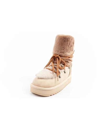 DFranklin women's winter snow boots fashionable fur lining brown beige high