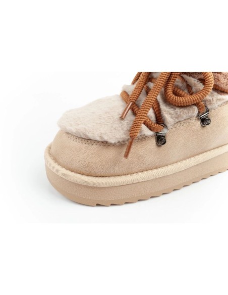 DFranklin women's winter snow boots fashionable fur lining brown beige high