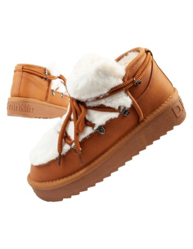 DFranklin women's winter snow boots fashionable fur lining brown ankle boots